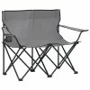 VidaXL Chaise de camping pliable à 2 places Acier et tissu Gris