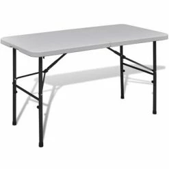 Table de jardin pliable 122 cm blanche en HDPE