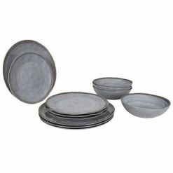 Bo-Camp Vaisselle 12 pcs Halo Mélamine Gris et terre