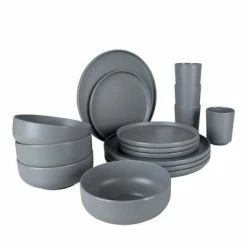 Bo-Camp Vaisselle 16 pcs Patom Mélamine Gris clair