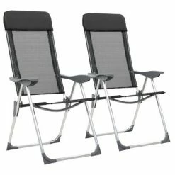 VidaXL Chaise pliante de camping 2 pcs Noir Aluminium