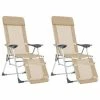 VidaXL Chaises de camping pliables 2pcs et repose-pied Crème Aluminium