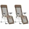 VidaXL Chaises de camping pliables 2pcs et repose-pied Taupe Aluminium