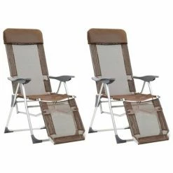 VidaXL Chaises de camping pliables 2pcs et repose-pied Taupe Aluminium