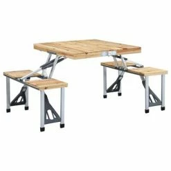 VidaXL Table pliable de camping avec 4 sièges Acier Aluminium