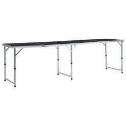 VidaXL Table pliable de camping Gris Aluminium 240x60 cm