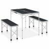 VidaXL Table de camping pliable avec 2 bancs Aluminium Gris