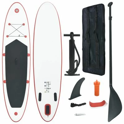 VidaXL Stand Up Paddle Planche à rame gonflable Rouge et blanc 1 VidaXL Stand Up Paddle Planche à rame gonflable Rouge et blanc