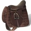 Set de selle équitation 16" en cuir véritable 14 cm 5 en 1 brun