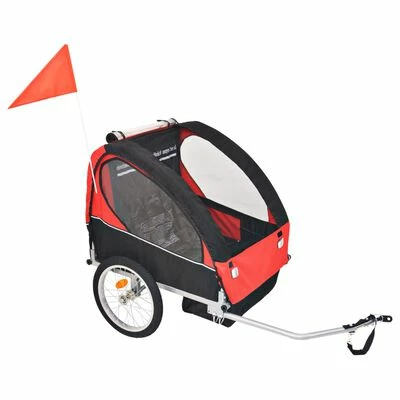 VidaXL Remorque de vélo pour enfants rouge et noire 30 kg 1 VidaXL Remorque de vélo pour enfants rouge et noire 30 kg