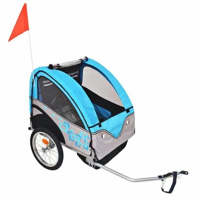 VidaXL Remorque de vélo pour enfants Gris et bleu 30 kg 1 VidaXL Remorque de vélo pour enfants Gris et bleu 30 kg