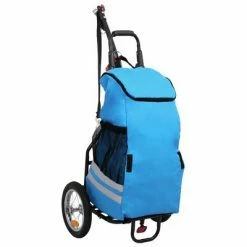 VidaXL Remorque de vélo pliable avec sac d'épicerie Bleu et noir