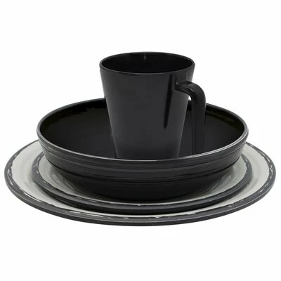 Eurotrail Ensemble de vaisselle Isla 16 pcs Mélamine Noir et naturel 2 Eurotrail Ensemble de vaisselle Isla 16 pcs Mélamine Noir et naturel – Image 2