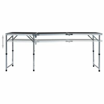 VidaXL Table pliable de camping Gris Aluminium 180x60 cm 2 VidaXL Table pliable de camping Gris Aluminium 180x60 cm – Image 2