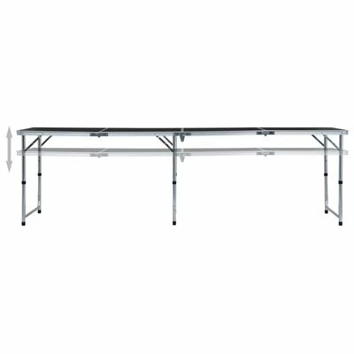 VidaXL Table pliable de camping Gris Aluminium 240x60 cm 2 VidaXL Table pliable de camping Gris Aluminium 240x60 cm – Image 2