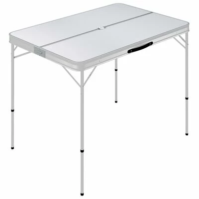 VidaXL Table de camping pliable avec 2 bancs Aluminium Blanc 2 VidaXL Table de camping pliable avec 2 bancs Aluminium Blanc – Image 2