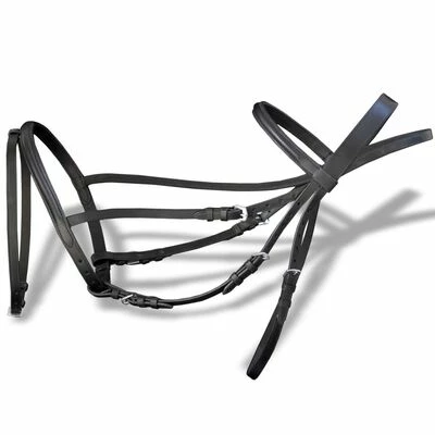 Bride Flash avec rênes et embout d'épi noir en cuir 2 Bride Flash avec rênes et embout d'épi noir en cuir – Image 2