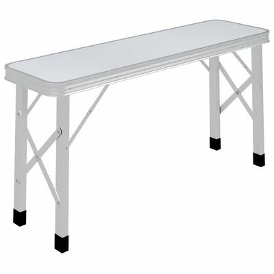 VidaXL Table de camping pliable avec 2 bancs Aluminium Blanc 3 VidaXL Table de camping pliable avec 2 bancs Aluminium Blanc – Image 3