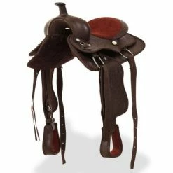 VidaXL Selle, bridon et col de poitrine Cuir véritable 12 po Marron -Loisirs de plein air Soldes Magasin image 3 91350