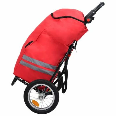 VidaXL Remorque de vélo pliable avec sac d'épicerie Rouge et noir 3 VidaXL Remorque de vélo pliable avec sac d'épicerie Rouge et noir – Image 3