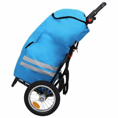 VidaXL Remorque de vélo pliable avec sac d'épicerie Bleu et noir 3 VidaXL Remorque de vélo pliable avec sac d'épicerie Bleu et noir – Image 3