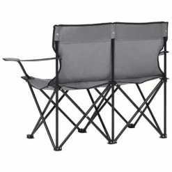 VidaXL Chaise de camping pliable à 2 places Acier et tissu Gris -Loisirs de plein air Soldes Magasin image 4 313540