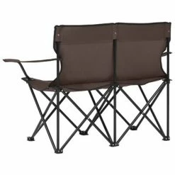 VidaXL Chaise de camping pliable à 2 places Acier et tissu Taupe -Loisirs de plein air Soldes Magasin image 4 313541