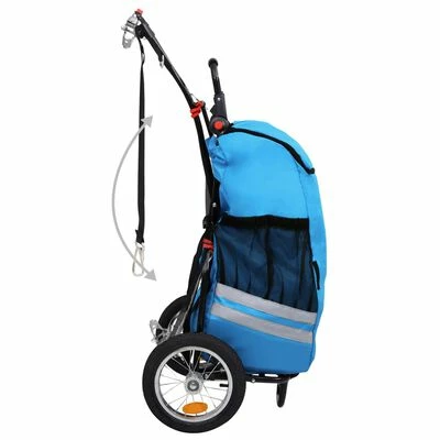 VidaXL Remorque de vélo pliable avec sac d'épicerie Bleu et noir 4 VidaXL Remorque de vélo pliable avec sac d'épicerie Bleu et noir – Image 4