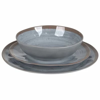 Bo-Camp Vaisselle 12 pcs Halo Mélamine Gris et terre 5 Bo-Camp Vaisselle 12 pcs Halo Mélamine Gris et terre – Image 5