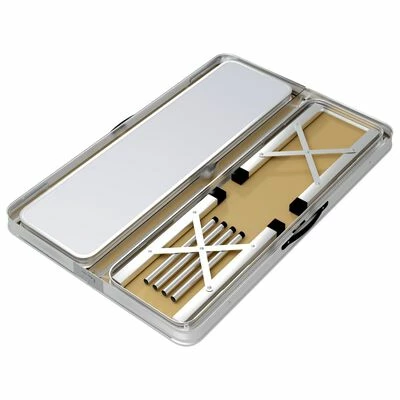 VidaXL Table de camping pliable avec 2 bancs Aluminium Blanc 5 VidaXL Table de camping pliable avec 2 bancs Aluminium Blanc – Image 5