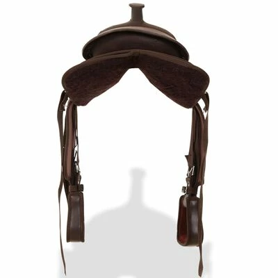 VidaXL Selle, bridon et col de poitrine Cuir véritable 13 po Marron 5 VidaXL Selle, bridon et col de poitrine Cuir véritable 13 po Marron – Image 5