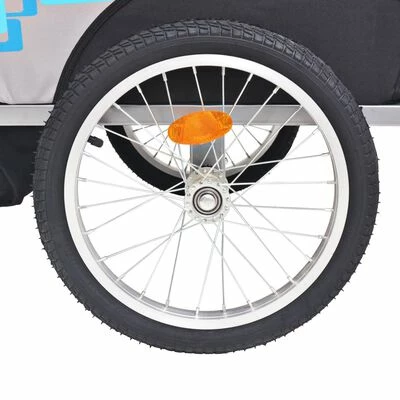 VidaXL Remorque de vélo pour enfants Gris et bleu 30 kg 5 VidaXL Remorque de vélo pour enfants Gris et bleu 30 kg – Image 5