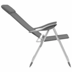 VidaXL Chaises de camping pliables 2 pcs Gris Aluminium -Loisirs de plein air Soldes Magasin image 6 44304