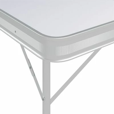 VidaXL Table de camping pliable avec 2 bancs Aluminium Blanc 6 VidaXL Table de camping pliable avec 2 bancs Aluminium Blanc – Image 6