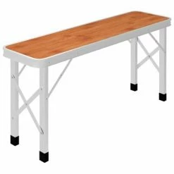 VidaXL Table de camping pliable avec 2 bancs Aluminium Marron -Loisirs de plein air Soldes Magasin image 6 48182