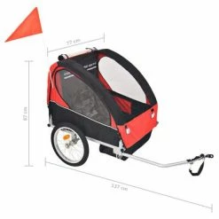 VidaXL Remorque de vélo pour enfants rouge et noire 30 kg 11 VidaXL Remorque de vélo pour enfants rouge et noire 30 kg -Loisirs de plein air Soldes Magasin image 6 91371