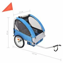 VidaXL Remorque de vélo pour enfants Gris et bleu 30 kg -Loisirs de plein air Soldes Magasin image 6 91372