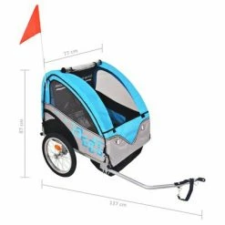 VidaXL Remorque de vélo pour enfants Gris et bleu 30 kg 11 VidaXL Remorque de vélo pour enfants Gris et bleu 30 kg -Loisirs de plein air Soldes Magasin image 6 91373