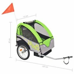 VidaXL Remorque de vélo pour enfants Gris et vert 30 kg -Loisirs de plein air Soldes Magasin image 6 91374